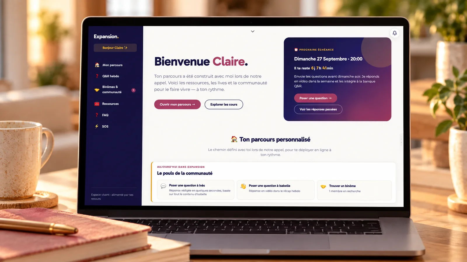 L'accueil d'Expansion&nbsp;: le parcours construit lors de l'appel, la prochaine échéance et le pouls de la communauté